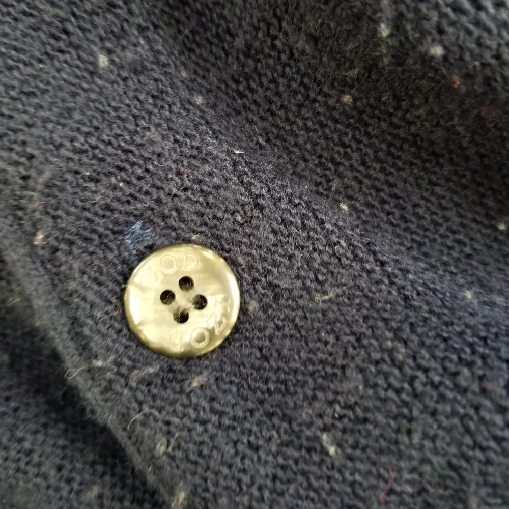 IZOD Cardigan Sweater Mens Large Navy Blue Button-Up Knit‎ VTG 90s Classic